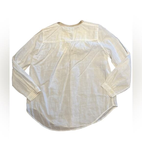 J. Crew women’s size 6 Off-White Long Sleeve Embroidered Boho Style Top - Picture 2 of 6